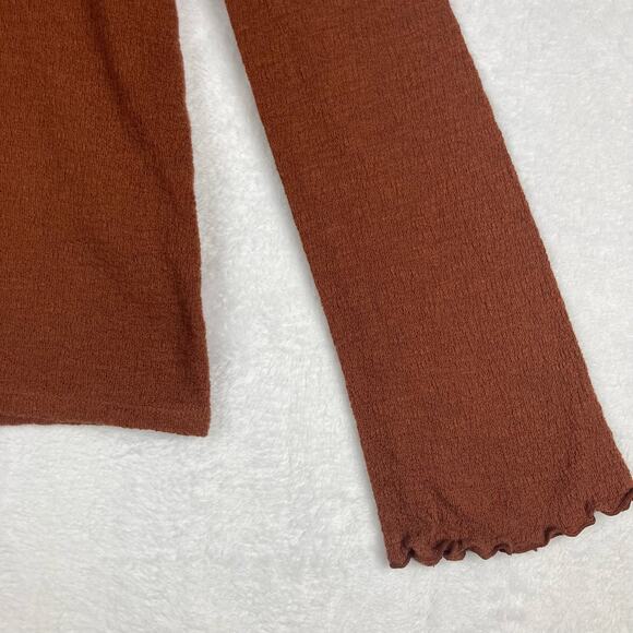 Madewell Texture & Thread Ruffled Mockneck Top Women's Size XS in Rust - Picture 6 of 10